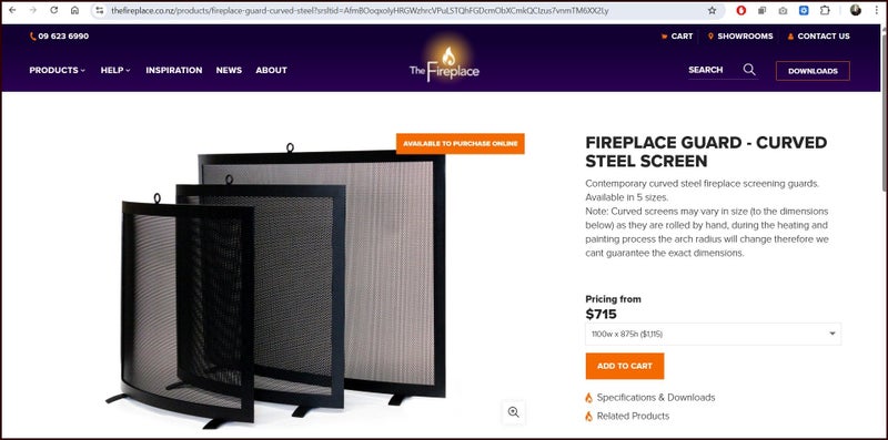 Curved Steel Fireplace Screen + Tool Set Carousel 2