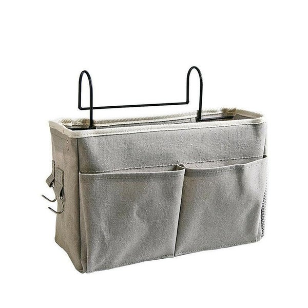 Hanging Bedside Storage Caddy With Pockets For Bunk Dorm Couch Organizing Grey T Carousel 1