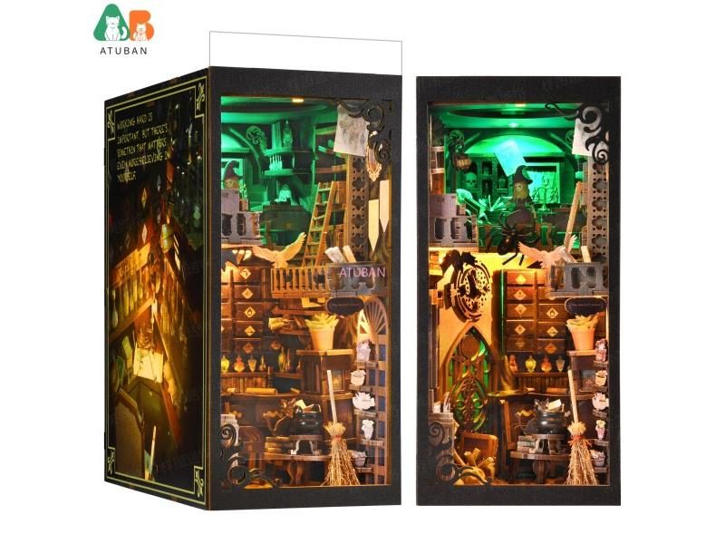 DIY 3D Wooden Puzzle Bookend Kit With LED Light For Teens Adults Carousel 2