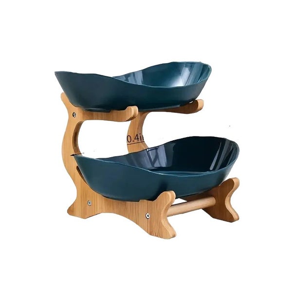 2 Tier Bamboo Fruit Stand For Kitchen Space Saving Countertop Organizer With Ven Carousel 1