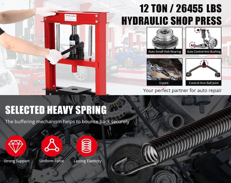 12 Ton Hydraulic Shop Press 12000KG H Frame Hydraulic Workshop Press 12T Carousel 2