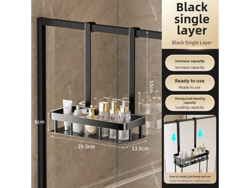 Bathroom Punch Free Wall-mounted Storage Rack 1/2 Tiers Carousel 1