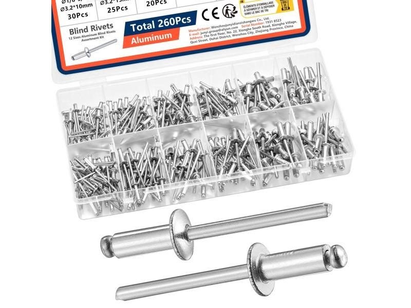 Aluminum Blind Rivets 12 Sizes Assortment Kit For Metal Furniture Carousel 1