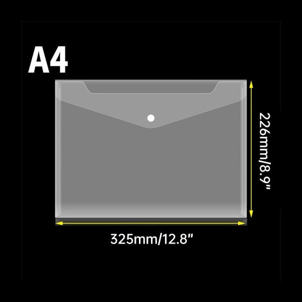 12Pcs A4 Plastic File Bag Translucent Document Storage Pouch With Button Closure Carousel 2