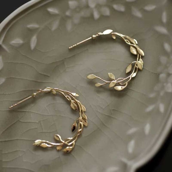 Gold Hoop Floral Earrings "Parnika" Carousel 1