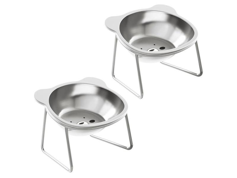 Raised Stainless Steel Cat Food And Water Bowls Carousel 1