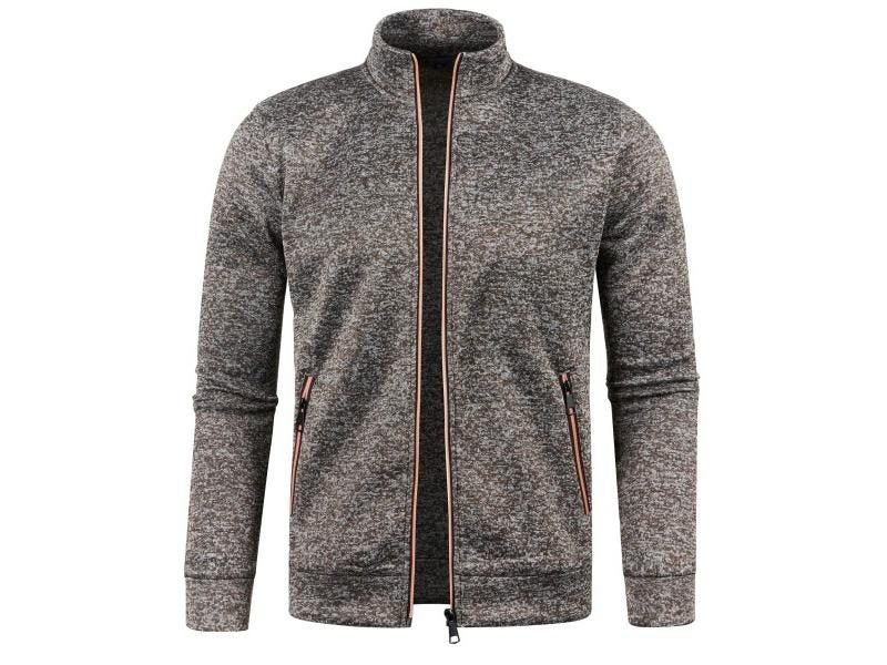 Men's Long Zipper Color Block Sweater Jacket Slim Fit Carousel 1