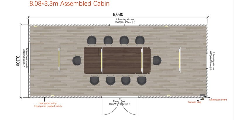 READY TO GO 8.08m x 3.3m Office Cabin (Second Hand) --26sqm Carousel 9