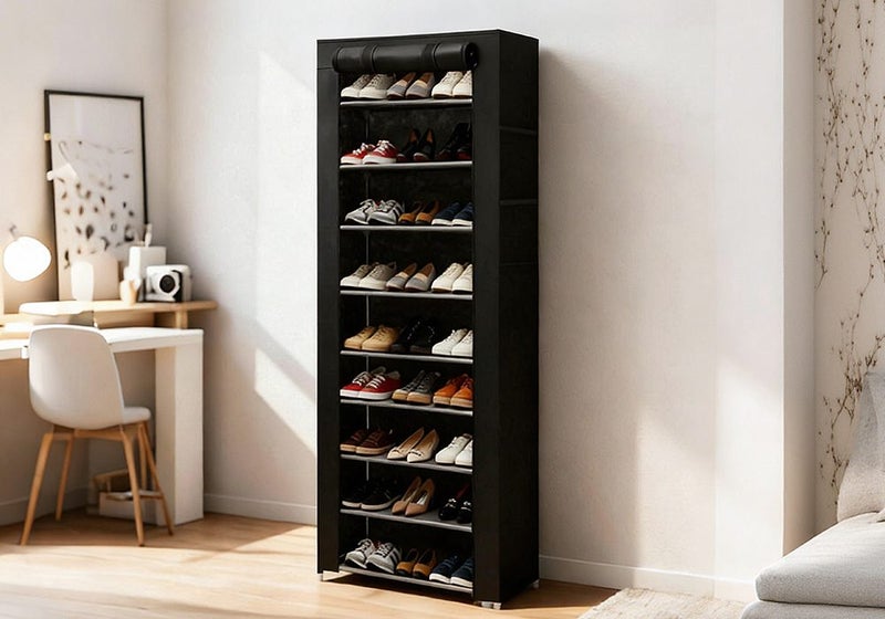 9 Tier Portable Shoe Rack Cabinet Storage Organiser Shelves Carousel 1