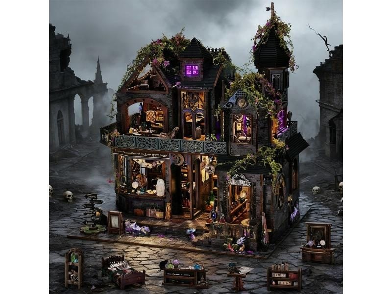 3D Assembled Wooden Book Nook Castle DIY Dollhouse With Light Music Carousel 2