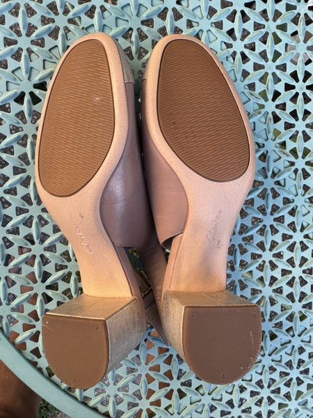CLARKS CUSHION TAUPE & GOLD SLING-BACK SHOES NEW SIZE EU 39.5 NZ 8.5 Carousel 6