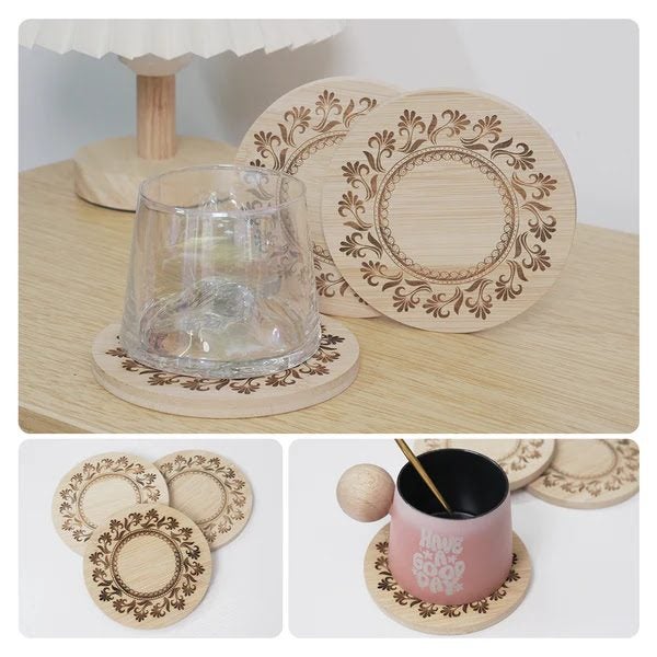 Round Bamboo Coasters (5 Pieces) Carousel 1