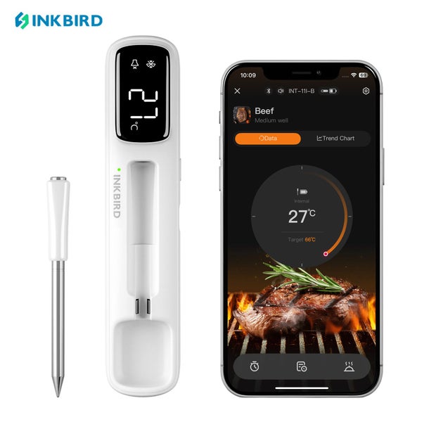 Mini Wireless Meat Thermometer Bluetooth 1000ft IP67 LED Display Carousel 1