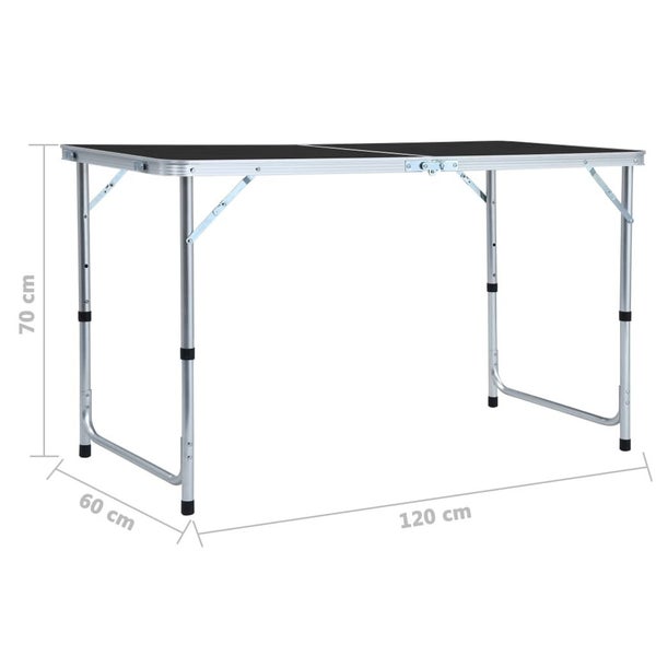 vidaXL Foldable Camping Table Grey Aluminium 120x60 cm Carousel 9