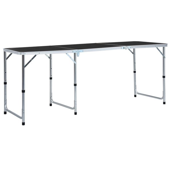 vidaXL Foldable Camping Table Grey Aluminium 180x60 cm Carousel 1