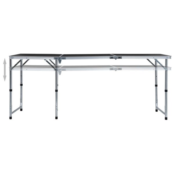 vidaXL Foldable Camping Table Grey Aluminium 180x60 cm Carousel 2