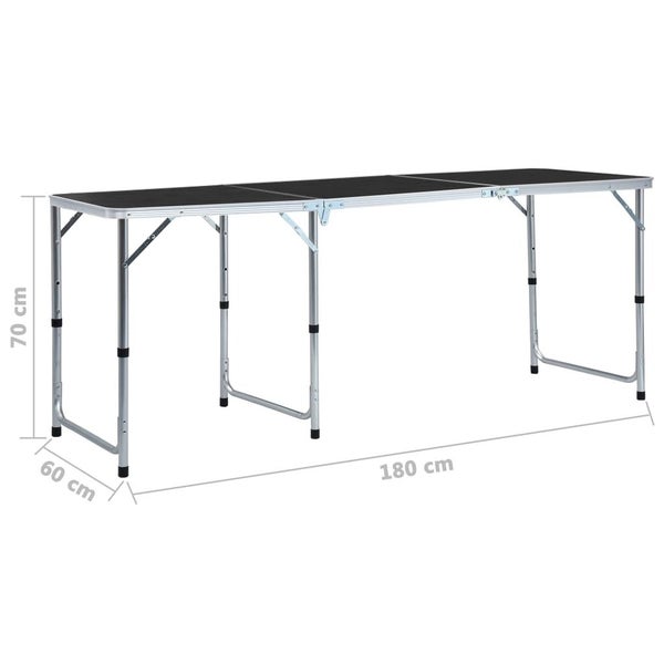 vidaXL Foldable Camping Table Grey Aluminium 180x60 cm Carousel 9