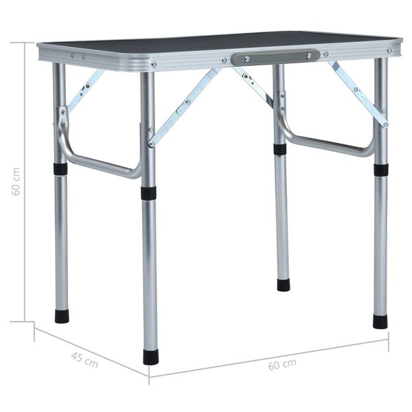 vidaXL Folding Camping Table Grey Aluminium 60x45 cm Carousel 7