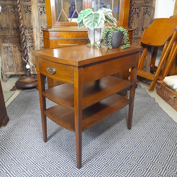 Mersman mid-century mahogany end table with inlay detailing Carousel 1