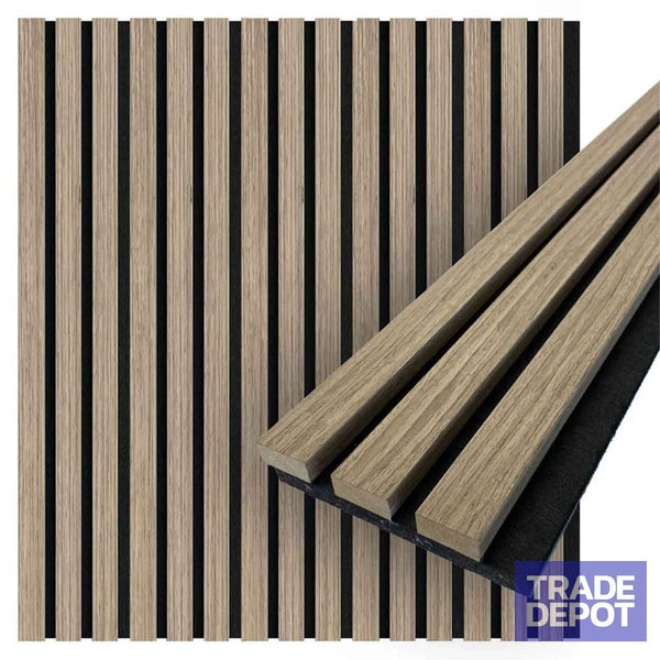 Acoustic Slat Wall Panels 2.88m² Walnut 2x Panels - W 600mm x H 2400mm Carousel 1
