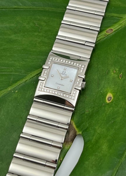 Omega Constellation Quadra Diamond Steel Ladies Bracelet Watch Ref 1528.76 B&P Carousel 1