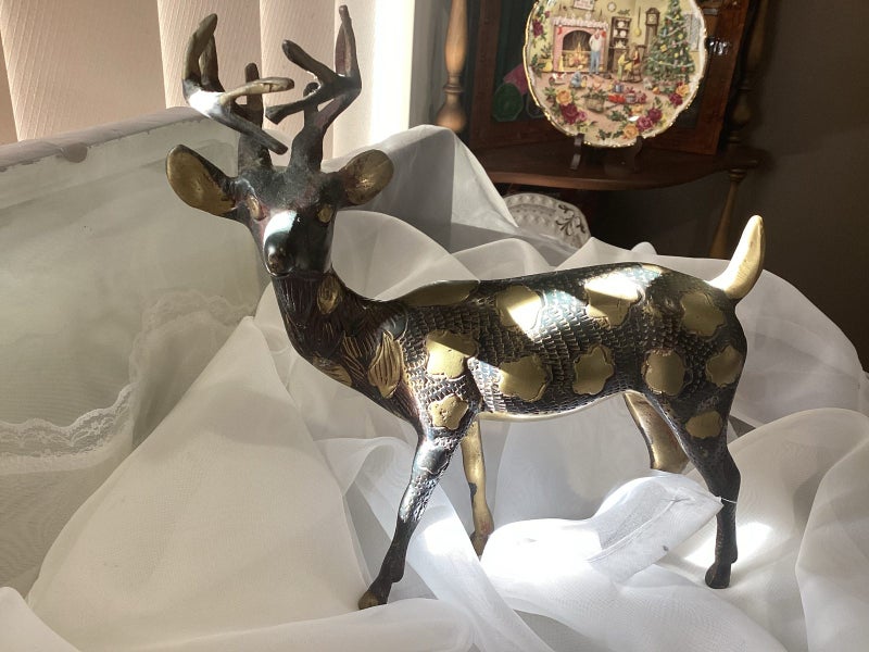 Mid century brass deer with hand etched detailing Carousel 1