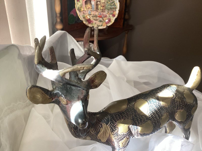 Mid century brass deer with hand etched detailing Carousel 2