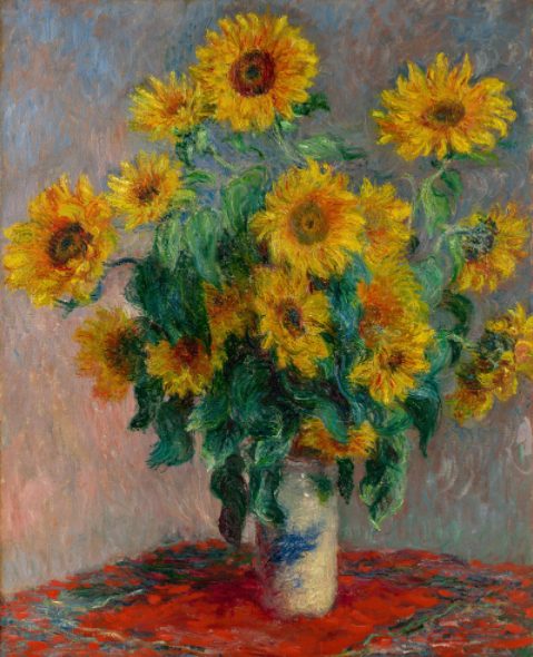 Framed $1 RESERVE 1 Panel Canvas Art Print - Sunflowers by Claude Monet Carousel 1