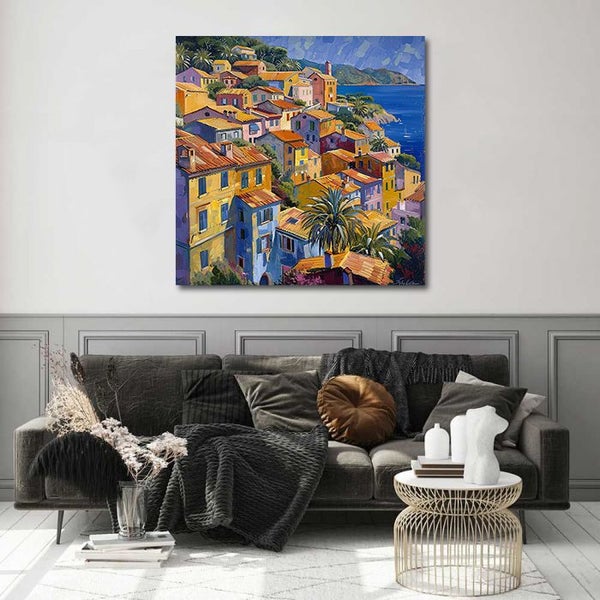 Framed $1 RESERVE 1 Panel Canvas Art Print - Manarola Village Carousel 2