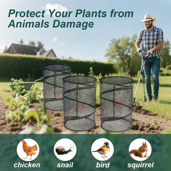 Pop Up Plant Covers 3 Pack Instant Garden Protection with 12 Pins 18 Labels,Inse Carousel 1