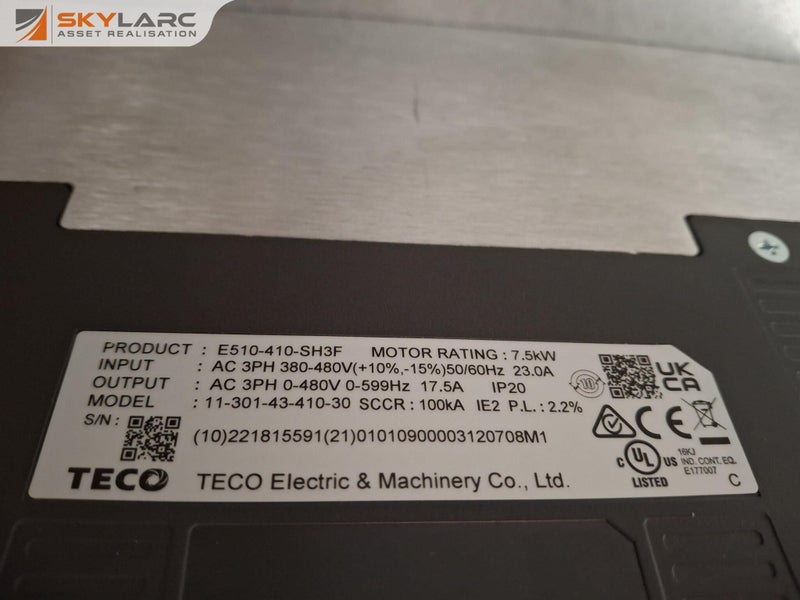 TECO 7.5kW VSD in enclosure Carousel 6