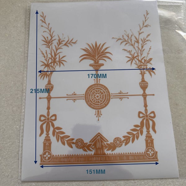 Vintage Kitchen Clock Glass Border Transfer Decal, Gold or Silver –16 Designs Carousel 1