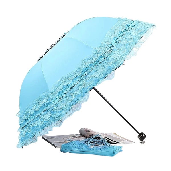 Hod Health & Home Lovely Manual Sun Umbrella Uv Protection Three Fold Lace With Carousel 2