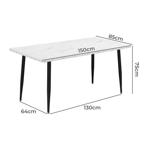 Levede Steel Dining Table 4-6 Seater 150Cm White Carousel 2