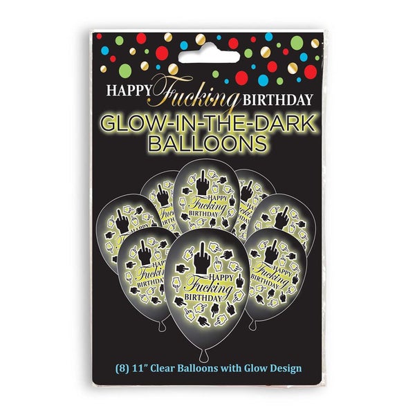 Little Genie Happy Fucking Birthday Glow In The Dark Balloons Novelty 8 Pack Carousel 1