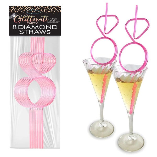 Little Genie Glitterati Diamond Ring Straws Set Hens Party Novelty Of 8 Carousel 1