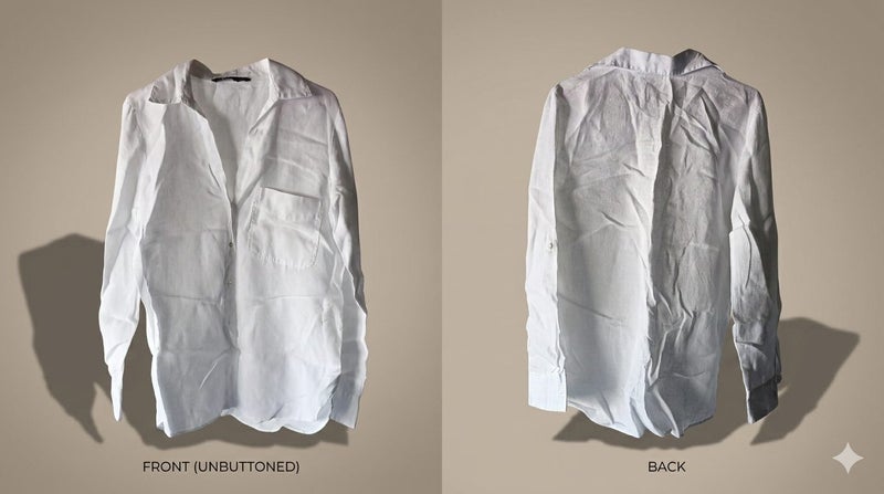 ZARA WHITE LINEN SHIRT SIZE M Carousel 1