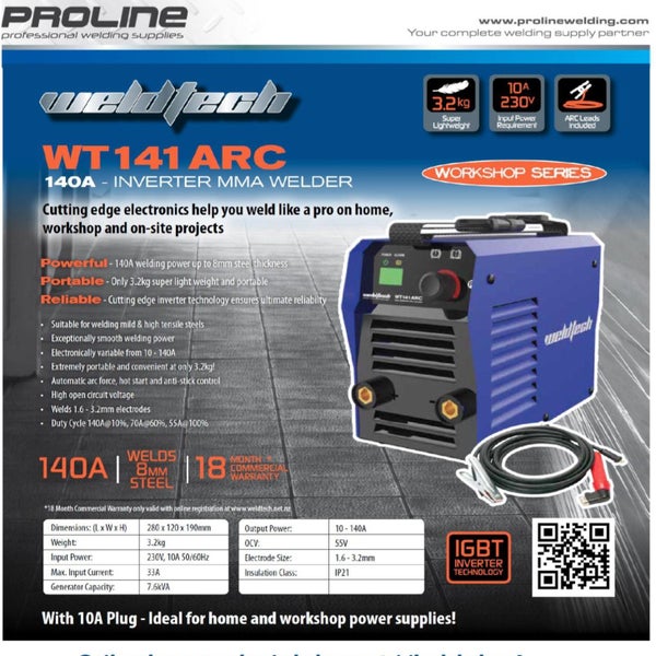 Weldtech 140A Arc Welder - NZ 10A Plug Carousel 6