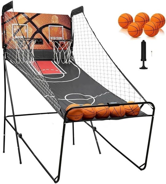 Dual Shot Arcade Basketball Game, 8 Modes Game with LED Electronic Scorer Timer Carousel 9