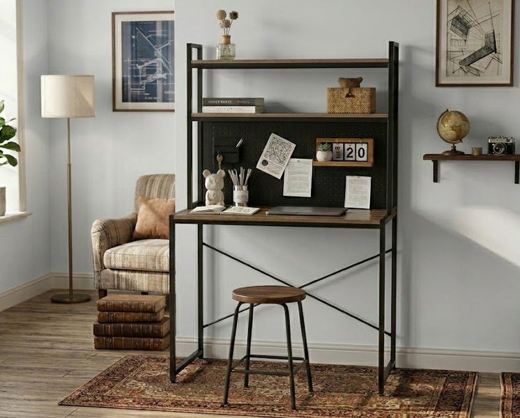 Space-Saving Study Desk / Home Office Workstation with book shelf W84cm Carousel 1