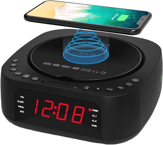 CD Player Alarm Clock ,CD/MP3,Bluetooth,FM Radio with Speakers Carousel 6