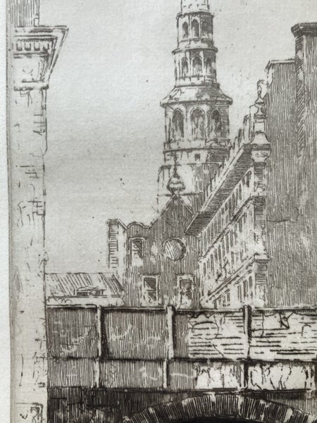 Peter Graham (1838-1921) RA, RSA - St. Bride’s Church Spire, London, etching Carousel 15