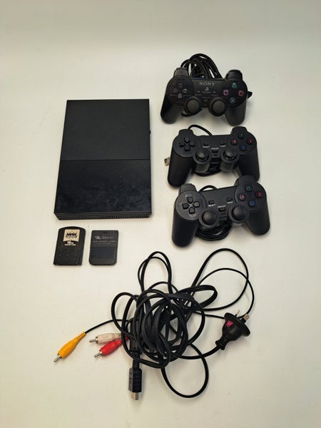 * Black Slim PS2 Console w/ 3 Controllers & 2 Memory Cards! * Carousel 1