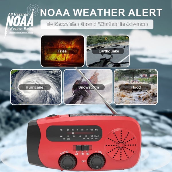 Solar Hand Crank Emergency Radio, Portable NOAA Weather Radio with AM/FM/WB, Carousel 2