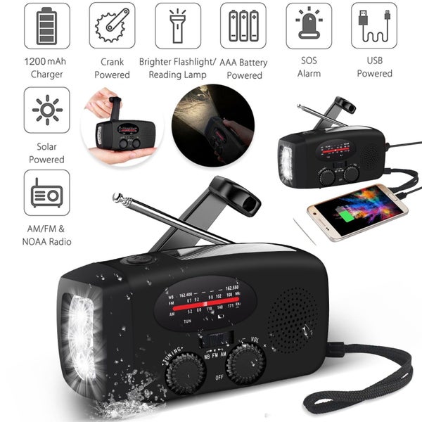 Hand Crank Emergency Radio, Portable Radio Solar Powerd AM FM WB NOAA Weather Carousel 1