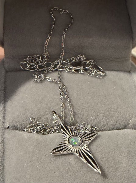 $1 reserve//S925 Sterling Silver Natural Opal Necklace Carousel 1