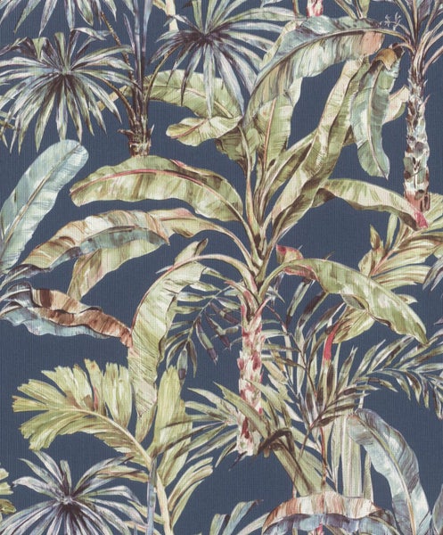 Wallpaper. Tropical Leaves - Navy. #485288 Lot 002. PTW. Carousel 1