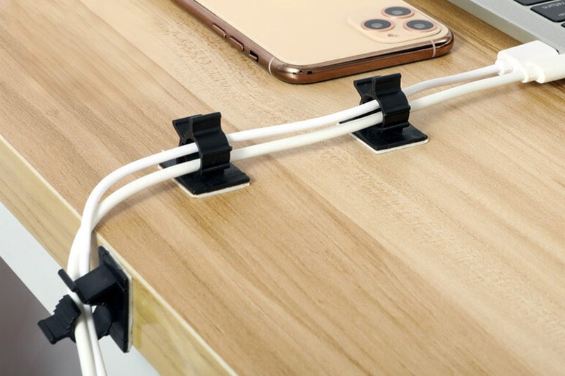 20PCS Adhesive Cord Management Cable Clips Black Wire Holder Organizer Clamp Carousel 8