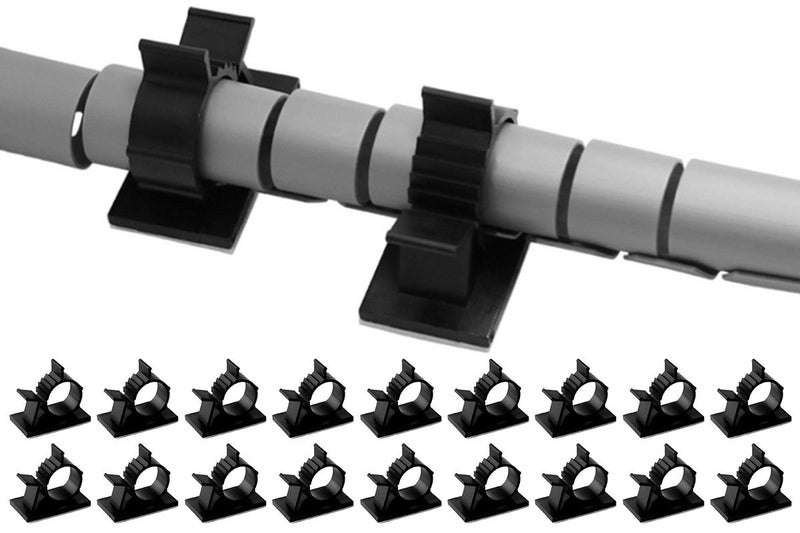 20PCS Adhesive Cord Management Cable Clips Black Wire Holder Organizer Clamp Carousel 1