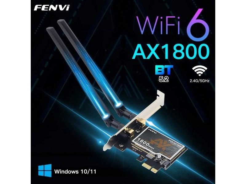 WiFi 6 1800Mbps AX1800 Dual Band PCIe Adapter For Win10/11 Carousel 1